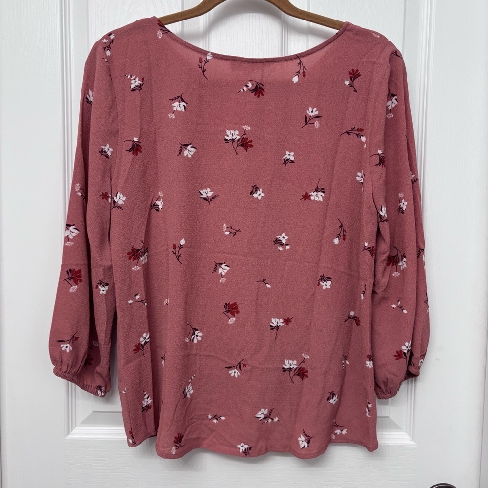Dusty Rose Floral Twist-Front Blouse | Pink Republic M - Picture 7 of 8
